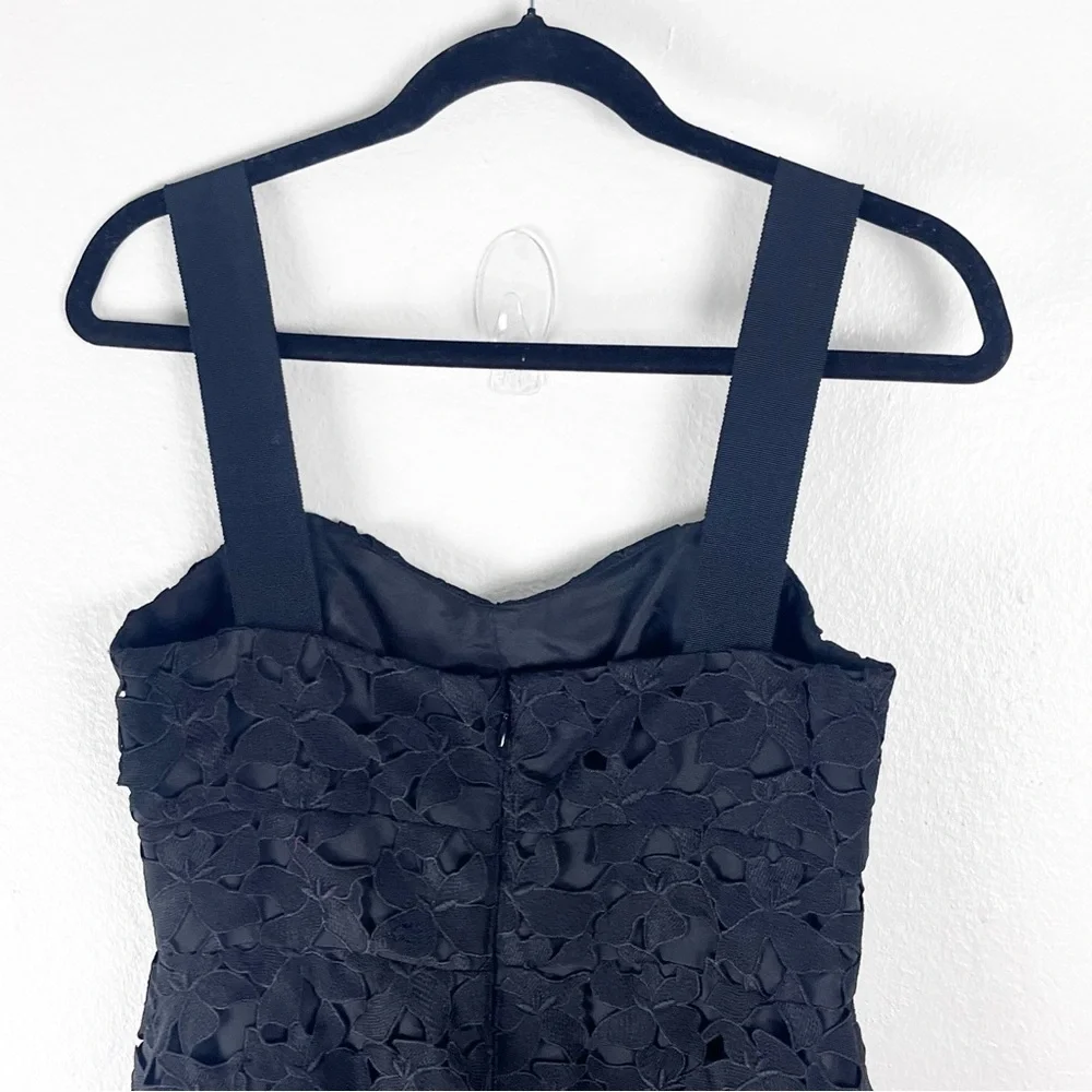 J. CREW Black Lace Sweetheart Back Zipper Oversized Straps Midi Dress Size 4